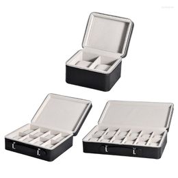 Watch Boxes 2/8/12 Slot PU Leather Cases Portable Storage Holder Organiser With Zip Pillow And Soft Felted Inter