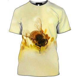 Men's TShirts Casual Harajuku Style Pattern Fashion Summer Shortsleeved Wasp Tshirt Beach Natural Peony Insect Top 230209