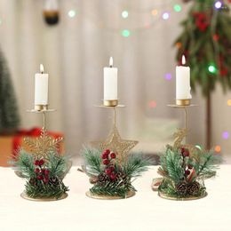 Christmas Decorations Eco-friendly Multi-use Pine-cones Party Iron Art Candle Stand Home Decor Candlestick