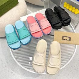 2023Slipper Luxury Designer Sandal Lady Slides platform wedge rainbows summer slippers for Women men ladies brands dearfoam Rubber Beach pink black