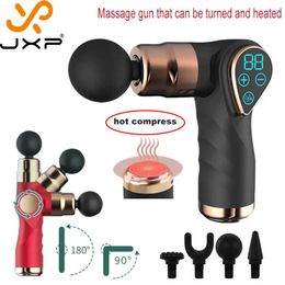 JXP Foldable Gun Masajeador Lcd Sport Massager Heating Portable Muscle Electric Machine High Frequency Mini Fascia New 0209