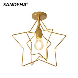 Lights SANDYHA 2022 Popular Five-Pointed Star Ceiling Light Iron Multilayer Children Room Lamp Kindergarten Corridor Luminaire Kitchen 0209