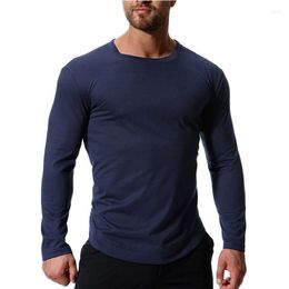 Men's T Shirts Autumn Long-sleeved Solid-color T-shirt With Large Size Bottom Tee