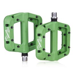 Bike Pedals Nylon Fibre Bicycle Pedal Ultralight Wide Bearing Pedal Flat Platform Pedals 9/16 Inch Bearing Pedals Mountain Bike Pedal 0208