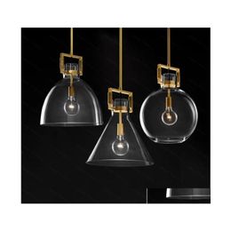 Pendant Lamps American Rh Lamp Edison E27 Led Lights Lustre Luminarias Lighting Plate Gold Metal Glass Lamparas Fixtures Drop Delive Dhved