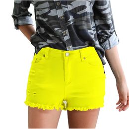 Jeans summer shorts European American hot pants elastic wear denim women's high waist shorts three-piece pants D666H4