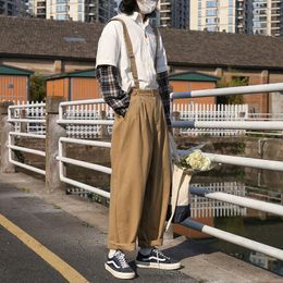 Men's Pants High Quality Fashion Korean Style Overalls For Men And Women Hip Hop Loose Suspenders One Piece Wide Leg