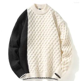 Men's Sweaters Fashion Autumn Winter Sweater Men Casual Loose Baggy Knitted Pullovers Streetwear Patchwork Clothing