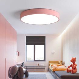 Lights Modern Ultrathin LED ceiling Round Colorful Macaron Remote Dimming Ceiling lamp bed room porch decoration light fixture 0209