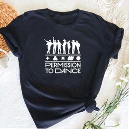 Kadın T-Shirt Yaz Kadın Tişört Bangtan Boys Kpop Dans Etme İzni Grafikler Baskı Tshirt Kore Moda Sokak Giyim Pamuk Tops Y2302