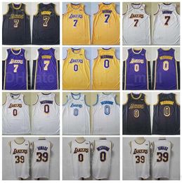 Men Basketball Russell Westbrook Jersey 0 Carmelo 7 Dwight Howard 39 Team Colour Black Yellow White Purple Away Pure Cotton Breathable Good Quality