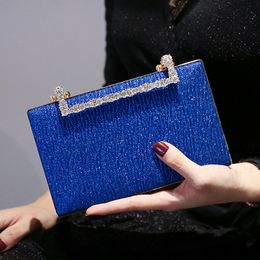 Evening Bags Royal Blue Clutch Purse and Handbags Pleated Sling for Women Bling Small Luxury Cross Body Bride Wedding Wallet 230208