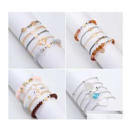 Beaded Strands Bracelets Sets Fashion Letters Shell Bracelet 5 Piece Set Combination Jewelry Creative Acrylic Beads Drop Delivery Dhgin