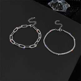 Link Chain 925 Sterling Silver Sparkling Chain Bracelet For Women Exquisite Simple Female Plain Bracelet Fine Jewellery Accessories G230208