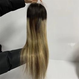 Indian Virgin Human Hair Silky Straight Ombre T1b/4# Piano T1b/27# 13x4 Lace Front Wig for Black Woman