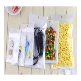 Packing Bags Gift Bag 200Pcs Lot Small 9Sizes White Clear Reclosable Vae Zipper Retailer Packaging Lock Retail Package Hang Hole Dro Dhids