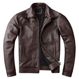 Men's Leather Faux Leather Casual Real Cowhide Genuine Leather Jacket Men Slim Mens Clothes Spring Autumn Men's Cow Leather Clothing Asian Size 6XL 230208