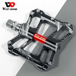 Bike Pedals WEST BIKING MTB Bike Pedals 2 Bearing Aluminum Alloy Bicycle Pedals Anti-slip Road BMX Universal Footrest Cycling Accessories 0208