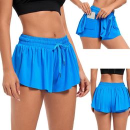 Running Shorts Women's 2 In 1 Flowy Fitness Workout Casual Drawstring High Waist Athletic Comfy Summer Skirt With Pockets