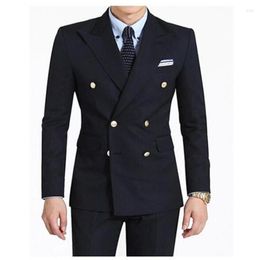 Men's Suits Formal Double-Breasted Groom Tuxedos Lapel Men's Wedding Dress Holiday Clothing(Jacket Pants) Costume Homme Blazer For Men