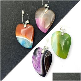 Charms Charm Heart Shaped Agate Pendant Natural Stone Colorf Jewellery Facets Diy For Making Bk Accessoriescharms Drop Dhks1