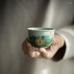 Cups Saucers Hand Painted Lotus Chinese Tea Cup Ceramic Antique Beautiful Teacup Teaware A Of Light Green