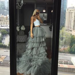 Skirts Extra Long Puffy Tulle Ruffled Tiered High Low Women Birthday Skirt For Po Shoot Waist Custom Made Formal Wear