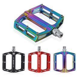 Bike Pedals Colourful Mountain Bike Pedals Non-Slip Platform Pedals Waterproof Sealed Bearings Pedals Aluminium Alloy Bike Bicycle Flat Pedals 0208