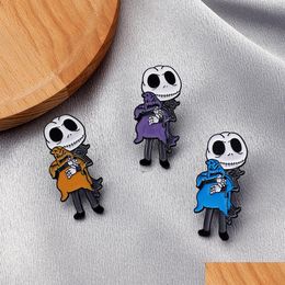 Pins Brooches Jack Skellington Enamel Badges Nightmare Before Christmas Oogie Boogie Pumpkin King Halloween Movie Jewelry Lapel Pin Dhbyo