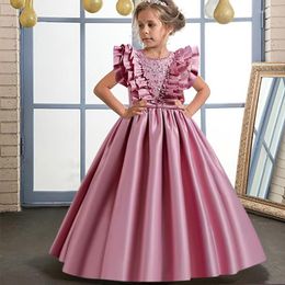 Girl Dresses Children 4-14 Years Old Christmas Party Beaded Piano Performance Evening Dress Princess Prom