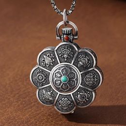 Chains Lotus Auspicious Eight Treasures Six-character Mantra Gawu Box Pendant Male Personality Amulet Necklace FemaleChains