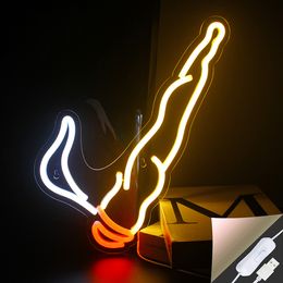 Decorative Objects Figurines Wangxing Smoking Cool Neon LEDpersonal gift Indoor Art Hanging Decorations For Festive Party Room Bar Restaurant Decoration 230111