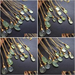 Charms Pc Natural Irregar Prehnite Pendant Copper Wire Wrap Crystal Healing Stone Fashion Jewellery Gift For Women Menchar Dhoh9