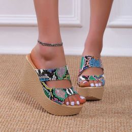 Open Leather Sandals Toe Platform Shoes Woman Summer Slippers 2022 High Heels Slides Ladies Office Slipper Plus Size 35- bc80