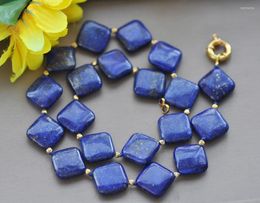 Chains Z10223 18" 16mm Natural Square Blue Lapis Lazuli Necklace