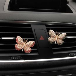 Decorations Freshener Air Outlet Alloy Diamond Colorful Butterfly Aromatherapy Car Diffuser Perfume Clip Auto Interior Acce 0209