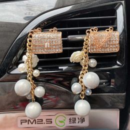 Interior Decorations Car conditioning air outlet clip pearl handbag aromatherapy perfume creative high heels car interior 0209
