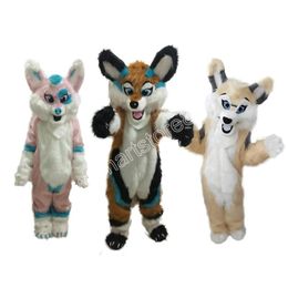 Long Fur Husky Dog Wolf Fox Mascot Costumes Animated theme Cartoon mascot Character Halloween Carnival party Costume