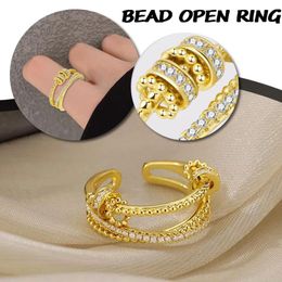 Vintage Bead Fidget Spinner Rings For Women Zircon Crystal Rotate Freely Anti Stress Anxiety Ring Jewelry Gift Bague