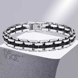 Link Chain Vnox Stylish Strap Chain Bracelets for Men Boys Gift Jewellery 10.7MM Wide Stainless Steel Links Wristband G230208