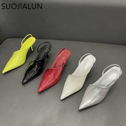 SUOJIALUN Spring Sandals New Brand Women Sandal Fashion Thin High Heel Elegant Ladies Dress Pumps Shoes S f