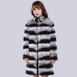 Women's Fur & Faux Winter Coat Lady Genuine Rex Overcoat Chinchilla Coats Stirpend Thick Long Sleeve Warm JacketsWomen's Women'sWomen's