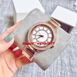 New MK3313 MK3312 MK3311 Lady Crystal Mother of Pearl Dial Rose Gold Bracelet Watch 3313 3312 33113053