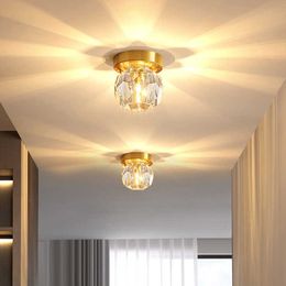 Lights K9 Crystal Ceiling Lamp for Corridor Aisle Hallway Entrance LED Indoor Lighting Black Gold Bedside Hanging Light 0209