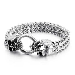 Link Chain Hot Selling Classic Fashion Punk Stainless Steel Skull Bracelet Men's Charm Gothic Bracelet Jewellery Gift G230208