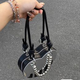 Evening Bags Original Design Y2K Heart Chain Silver Mirror Niche Shoulder Underarm Fashion Women Side for Ladies 230208