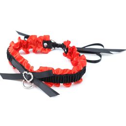 Sex toys massager Black and red heart-shaped neck collar simple elastic b simulating toy binding adult sex