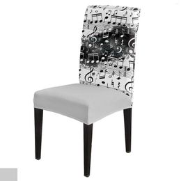 Chair Covers Note Music Black White Watercolour Splash Cover Dining Spandex Stretch Seat Home Office Decor Desk Case Set