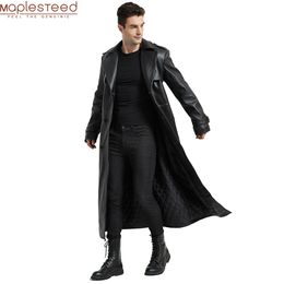 Men's Leather Faux Leather Ultra Long Men Leather Coat Quilted 100% Natural Cowhide Male Leather Trench Winter Euro US Size Sleeve 66-69 Chest 106~130 M464 230208