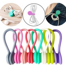 Magnetic Twist Cable Ties Silicone Cable Holder Clips Cord Wrap Strong Holding Stuff Cables Organiser For Home Office Organiser bins